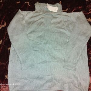 Tobi Soft Gray Open Shoulder Sweater